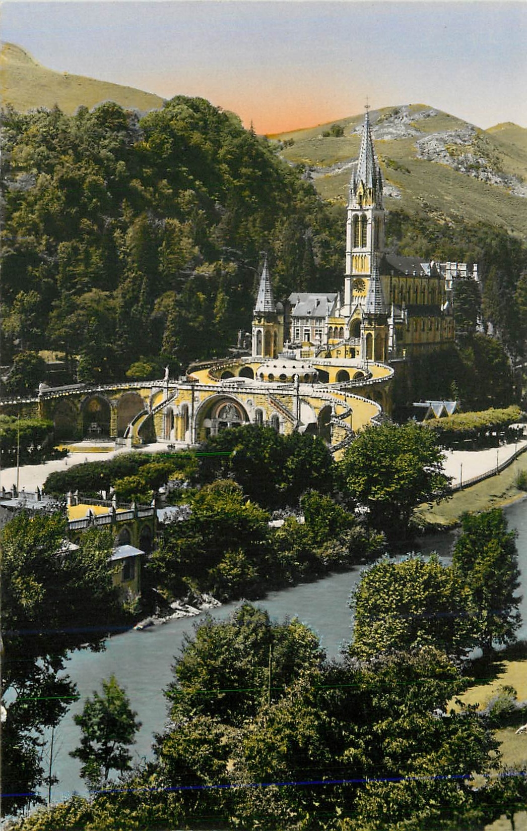 CPM Lourdes la Basilique et le Gave 