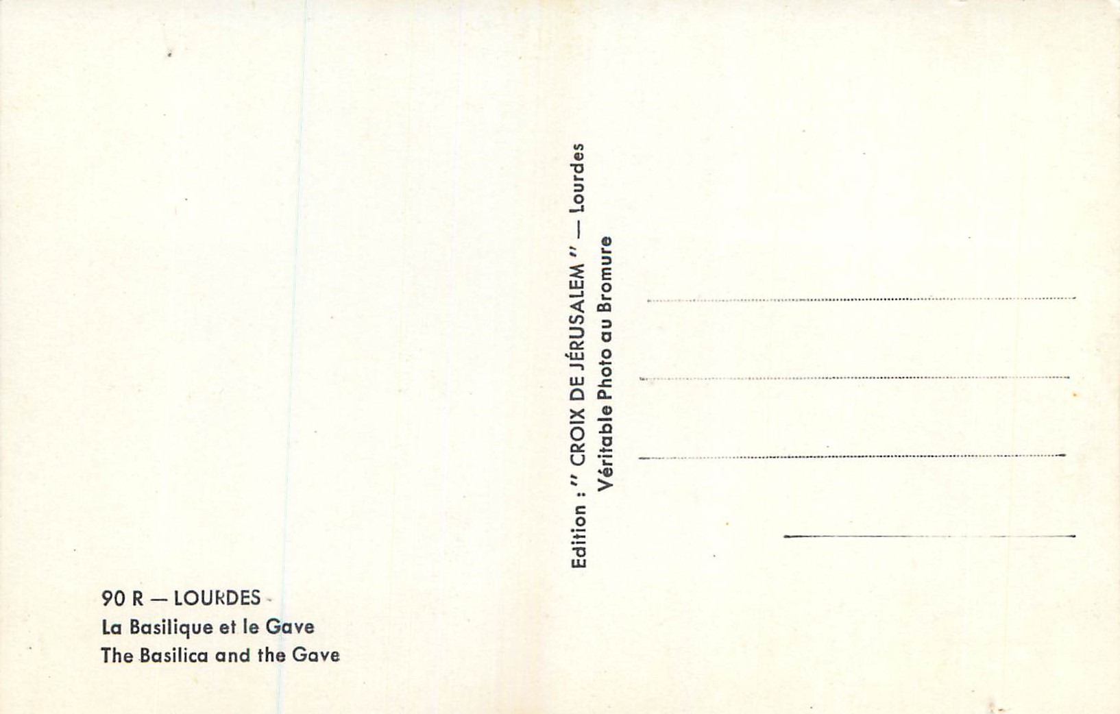 CPM Lourdes la Basilique et le Gave  — Verso