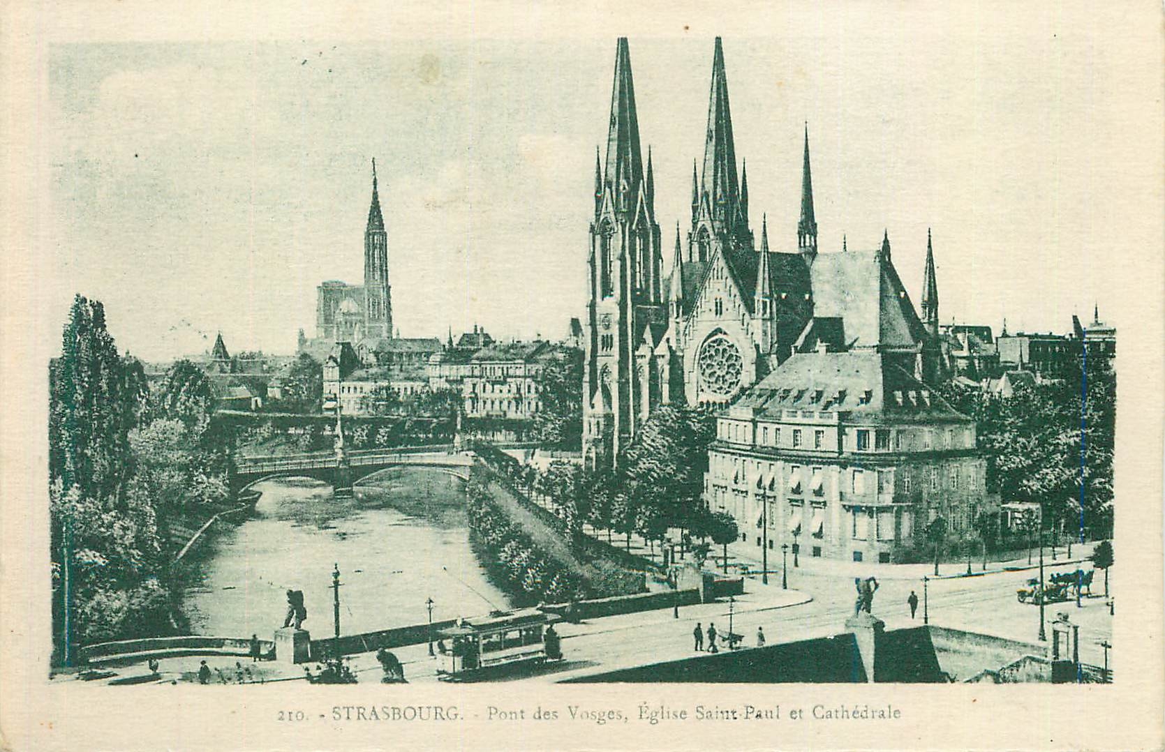 CPA Strasbourg Pont des Vosges Eglise Saint Paul et Cathedrale