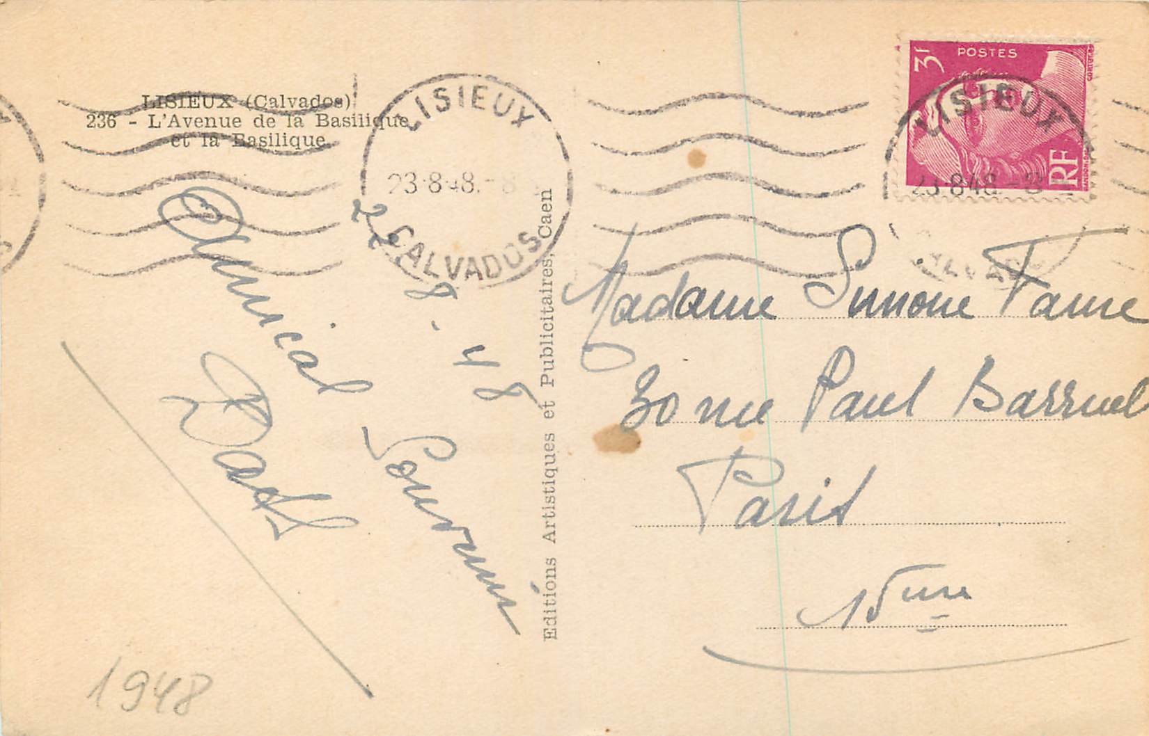 Lisieux (Calvados) — La Basilique — Éditions Artistiques et Publicitaires — Rückseite