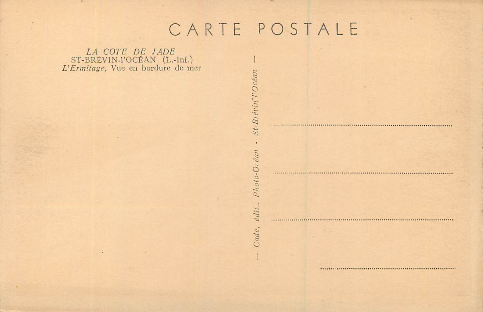 CPA St Brevin l'ocean (L Inf) l'Ermitage Vue en Bordure de Mer — Rückseite
