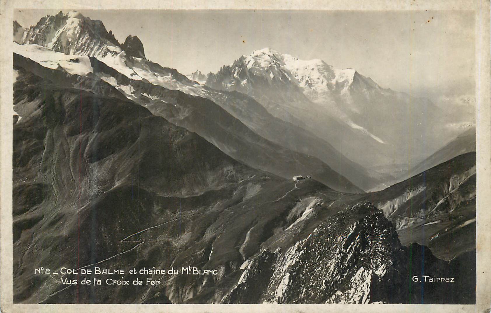 Col de Balme et chaîne du Mont Blanc — Vus de la Croix de Fer — G. Taïrraz