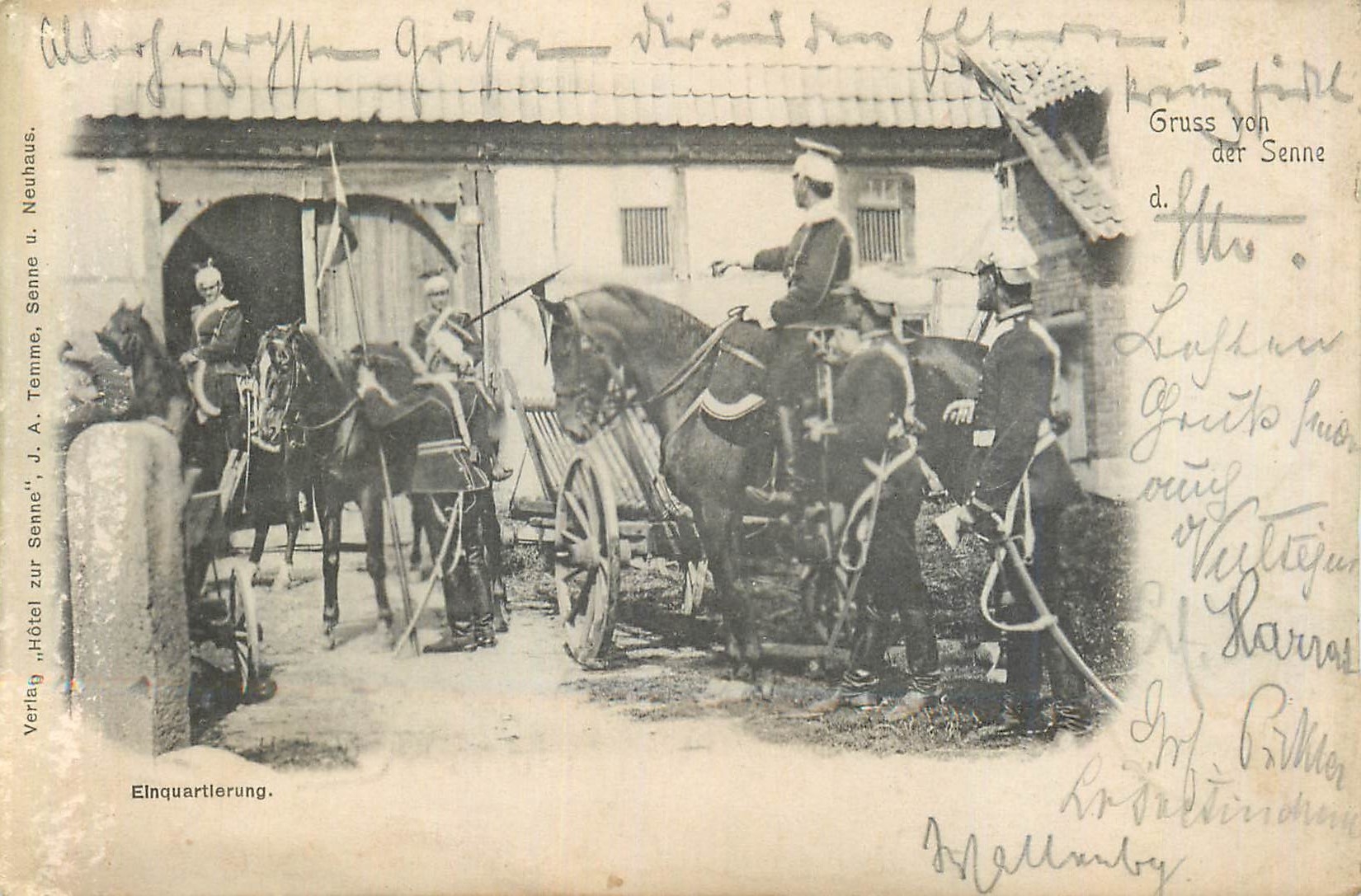 CPA Einquartlerung Gruss von der Senne  Militaria