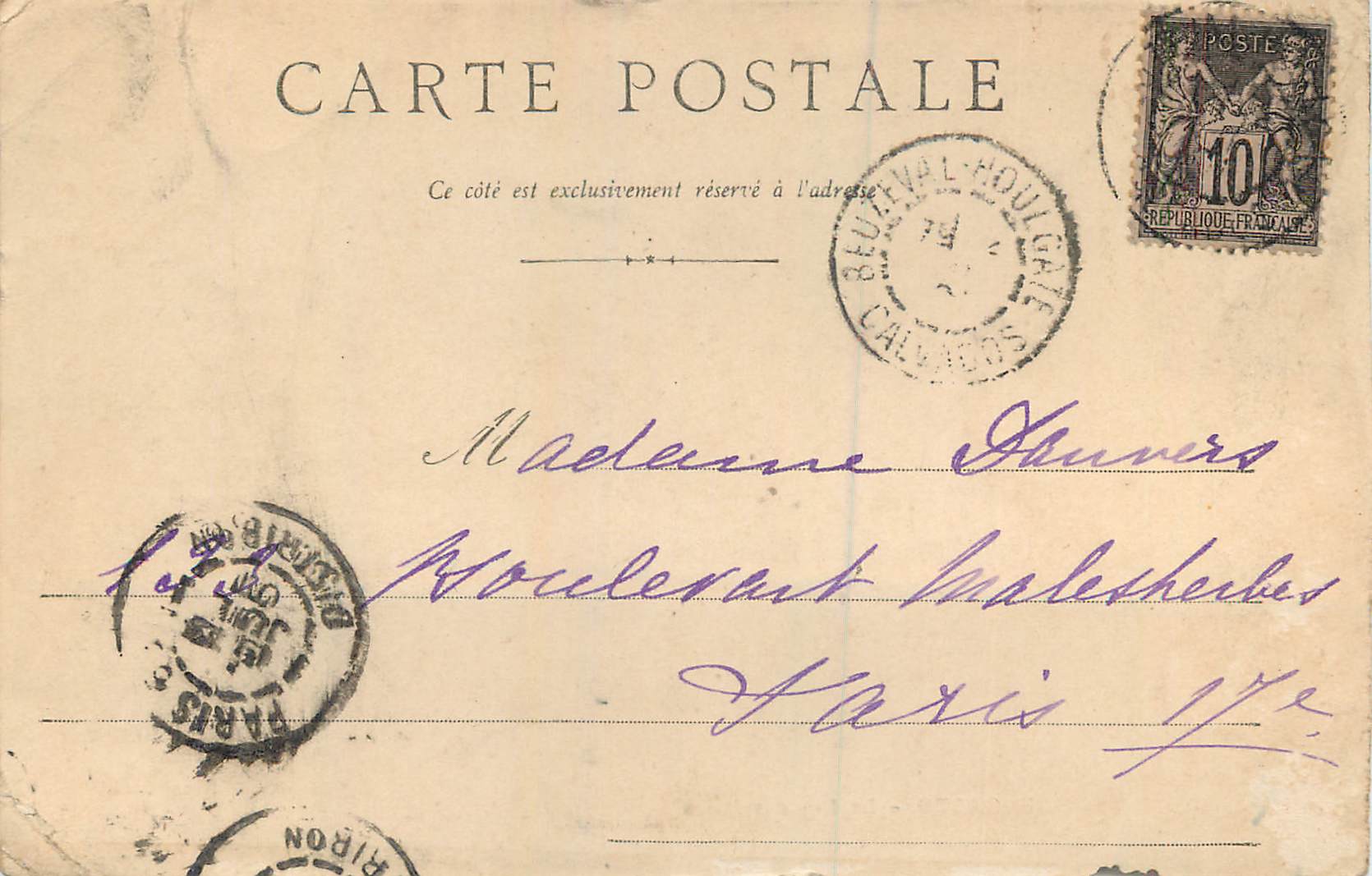 CPA Houlgate la Rue des Bains — Rückseite