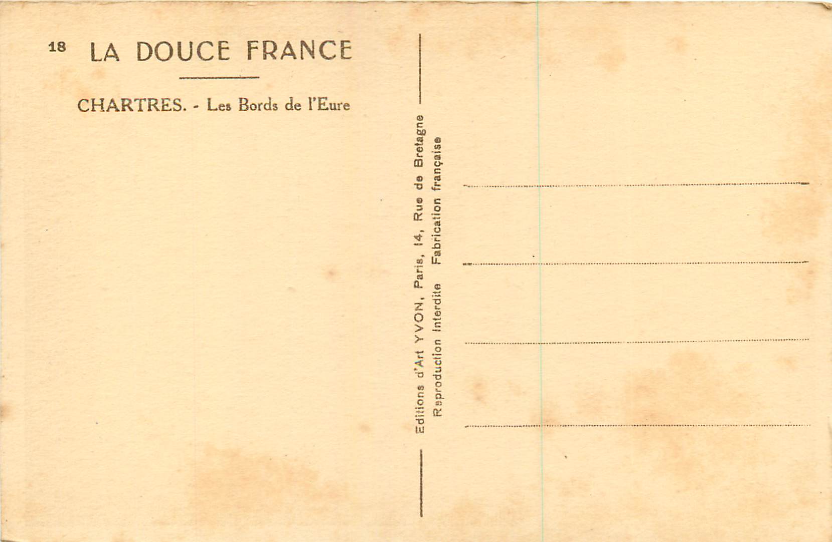 CPA Chartres les Bords de l'Eure la Douce France — Rückseite