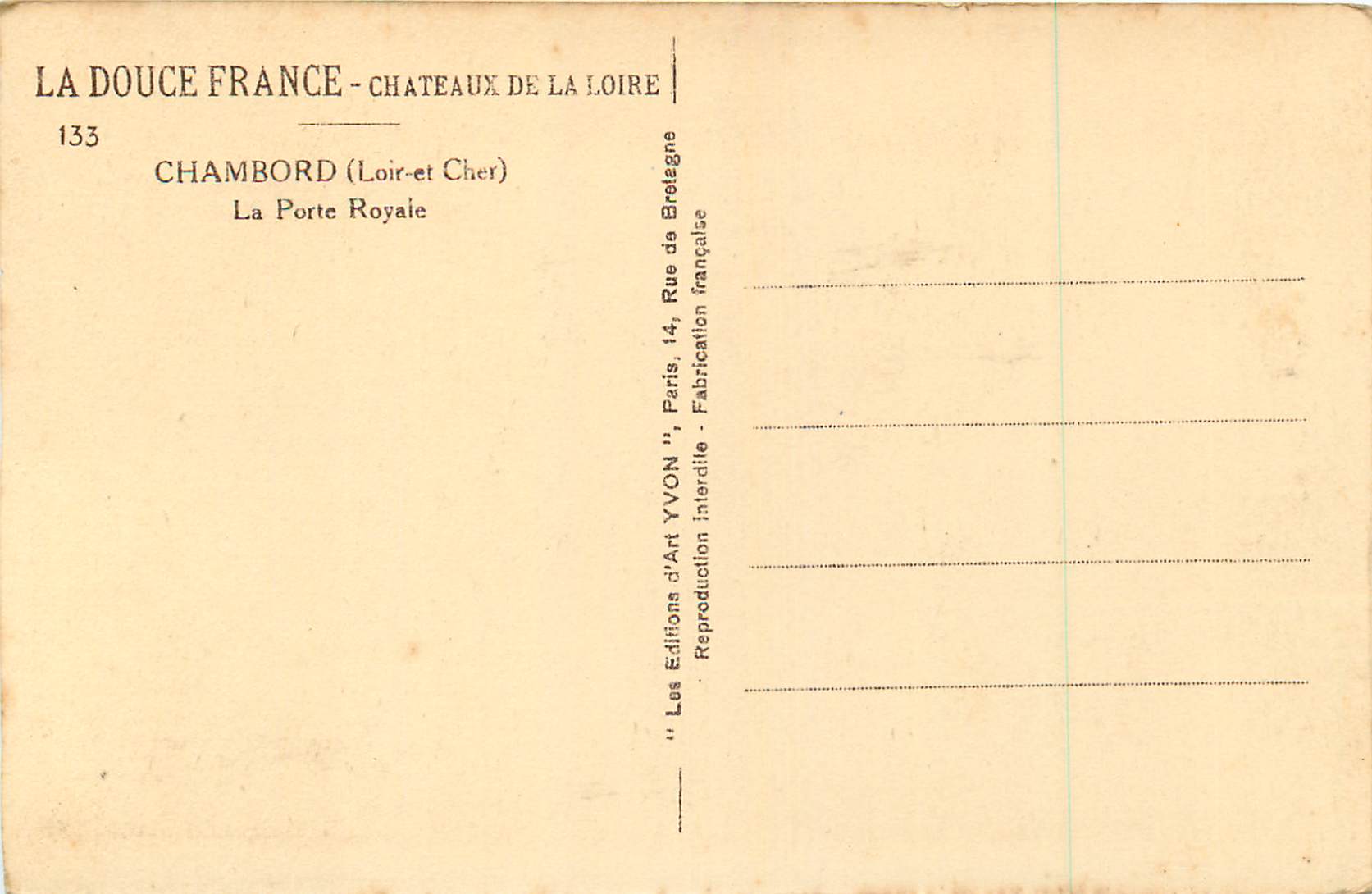 Chambord — La Porte Royale — Éditions d'Art Yvon — Reverso