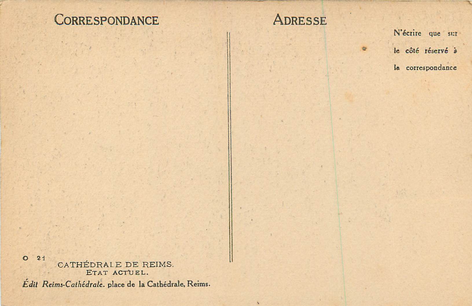 CPA Cathedrale de Reims Etat Actuel — Verso