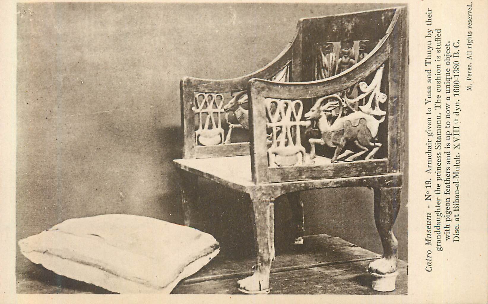 CPA Cairo Museum Armchair Given to Yuan and Thyu by their Granddaughter the Princess Sitamanu