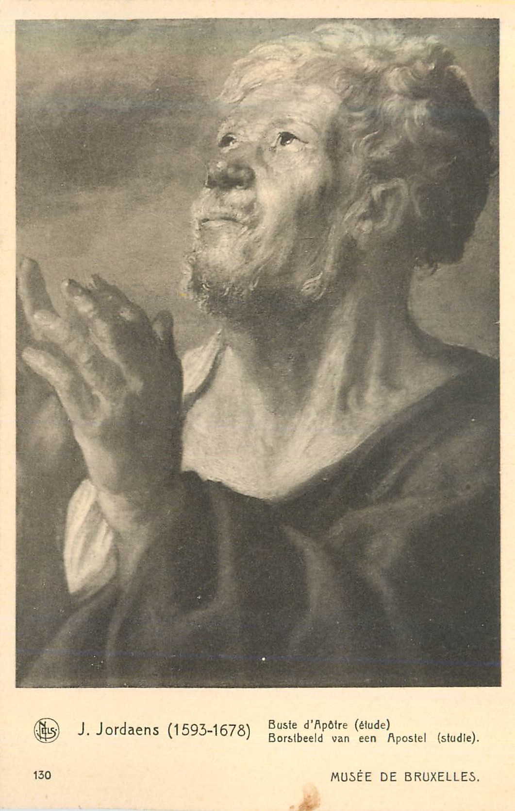 J. Jordaens (1593-1678) — Buste d'Apôtre (étude) — Musée de Bruxelles, n° 130
