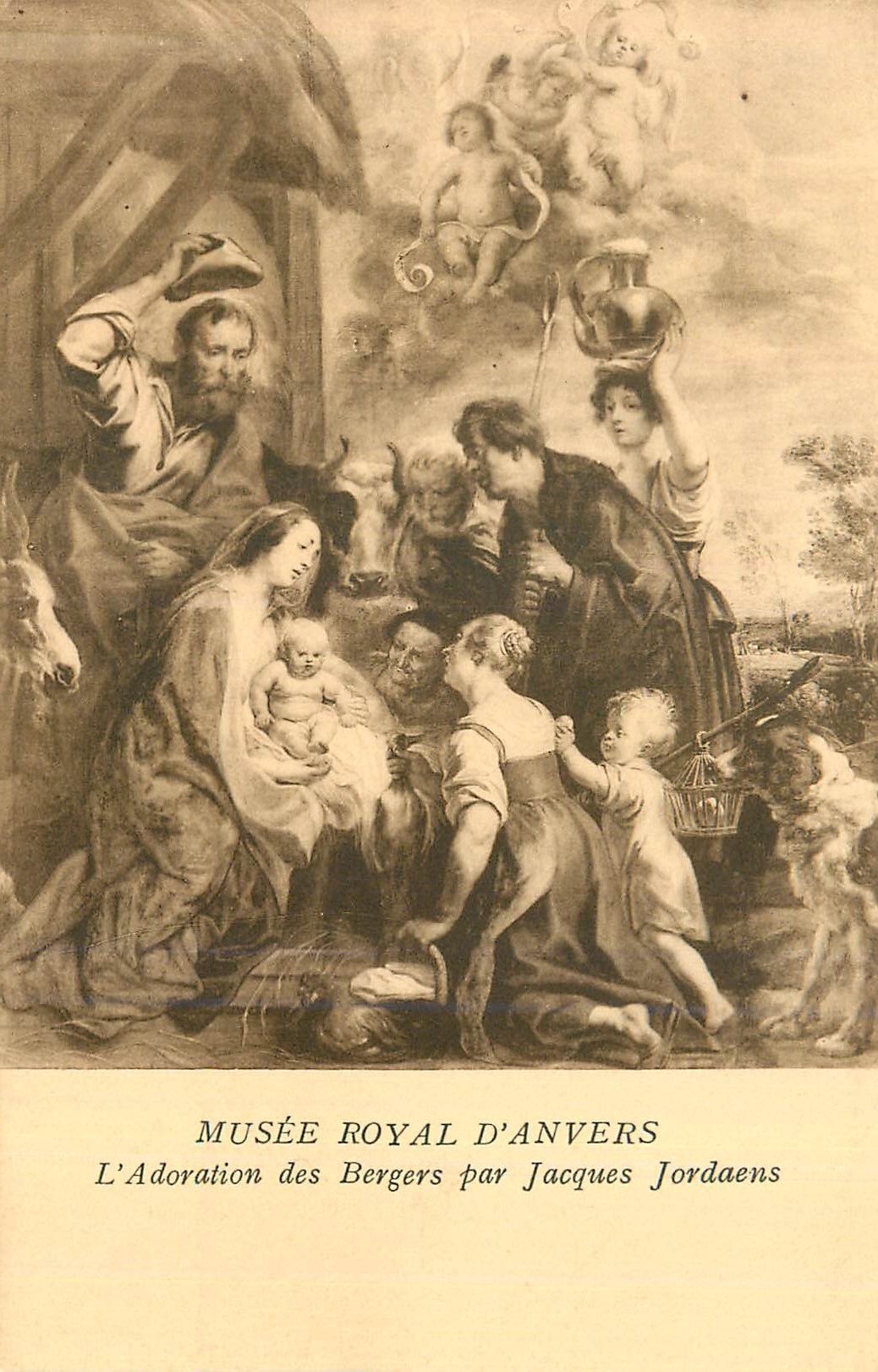 CPA Musee Royal d'Anvers l'Adoration des Bergers par Jacques Jordaens