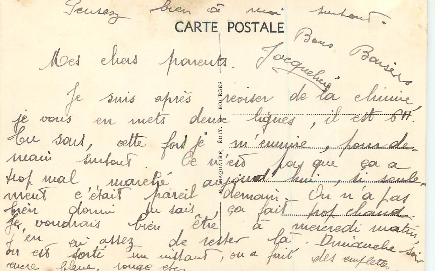 CPA Bourges Jardin des Pres Fichaux le Bassin de Diane — Rückseite