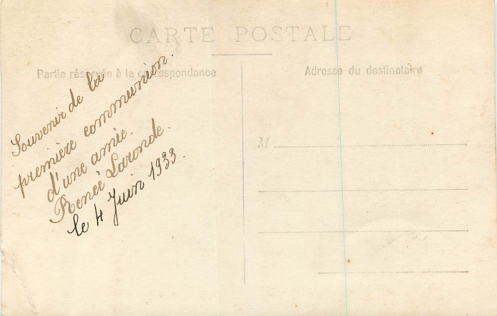 CARTE PHOTO Femme Renee Laronde — Rückseite