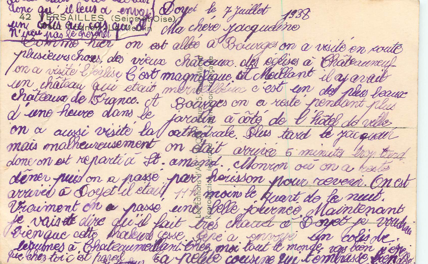 CPA Versailles (Seine et Oise) — Verso
