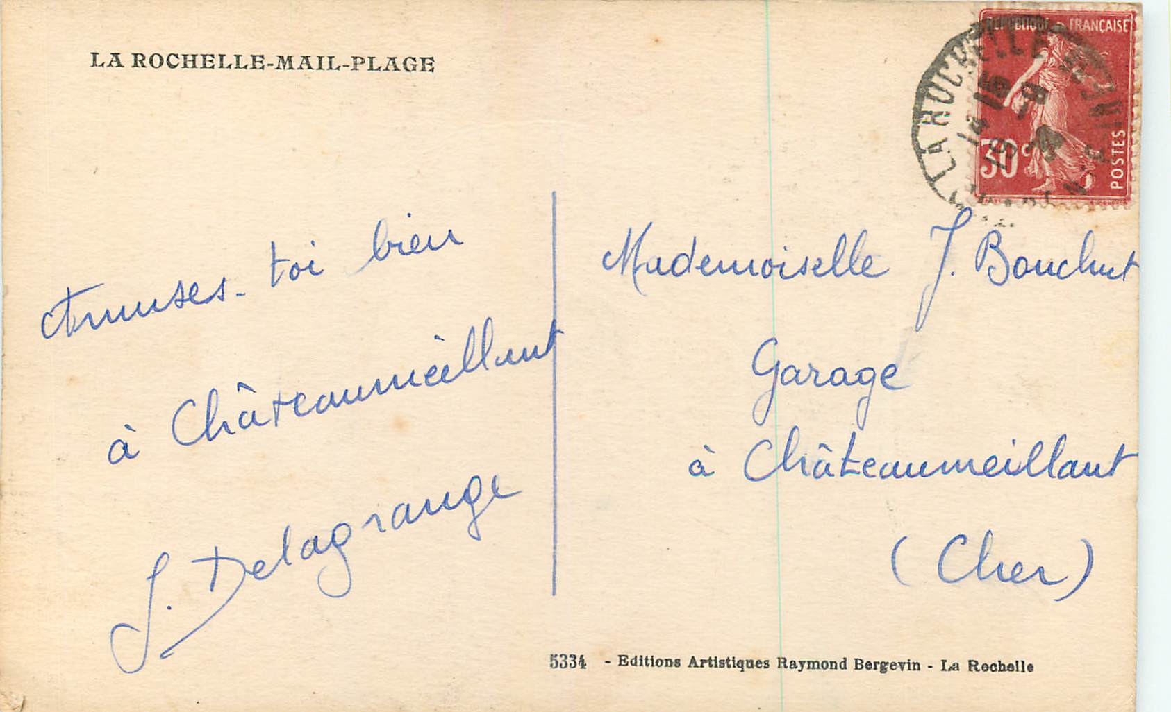 CPA la Rochelle Mail Plage — Rückseite