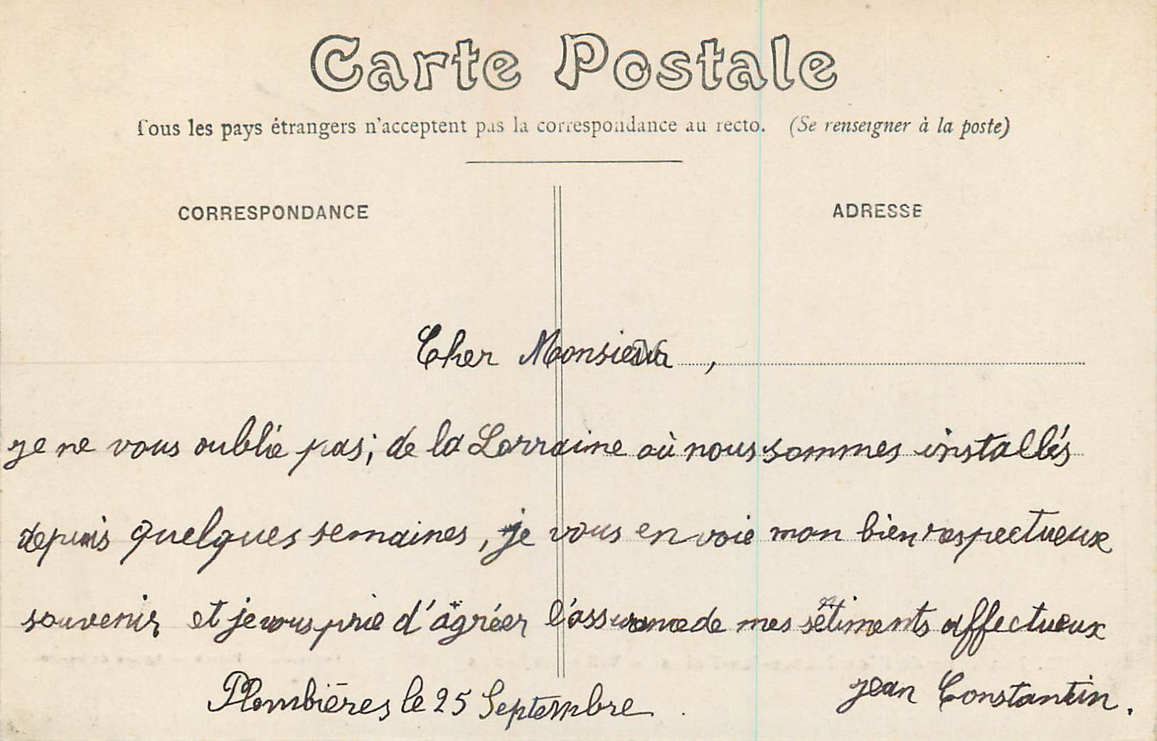 CPA Environs de Plombieres les Bains Vallee des Roches — Rückseite