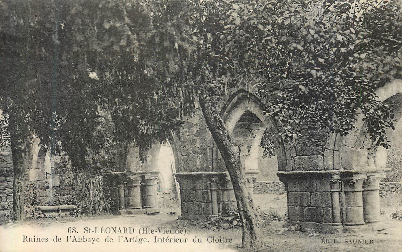 CPA St Leonard (Hte Vienne) Ruines de l'Abbaye de l'Artige Interieur du Cloitre