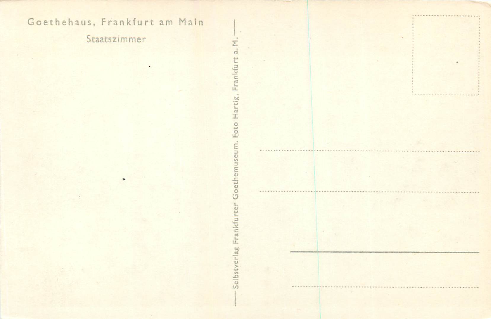 CPA Goethehaus Frankfurt am Main Staatszimmer — Rückseite