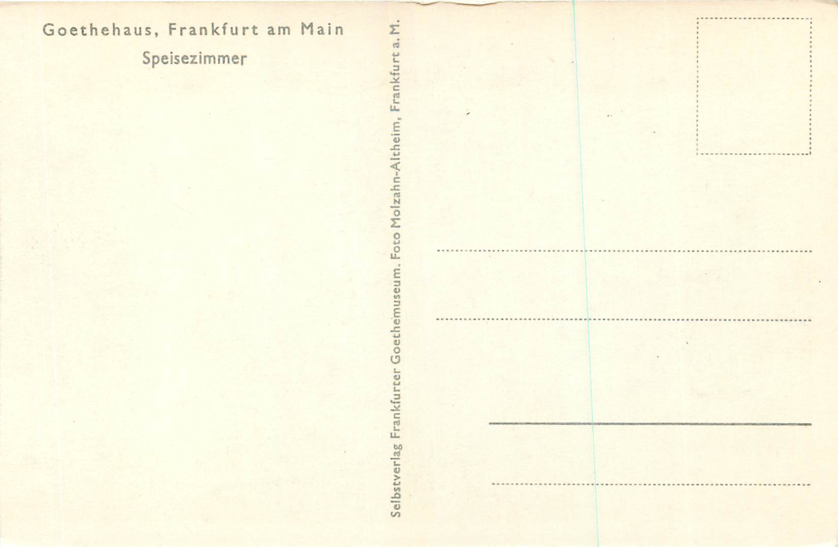 CPA Goethehaus Frankfurt am Main Speisezimmer — Rückseite
