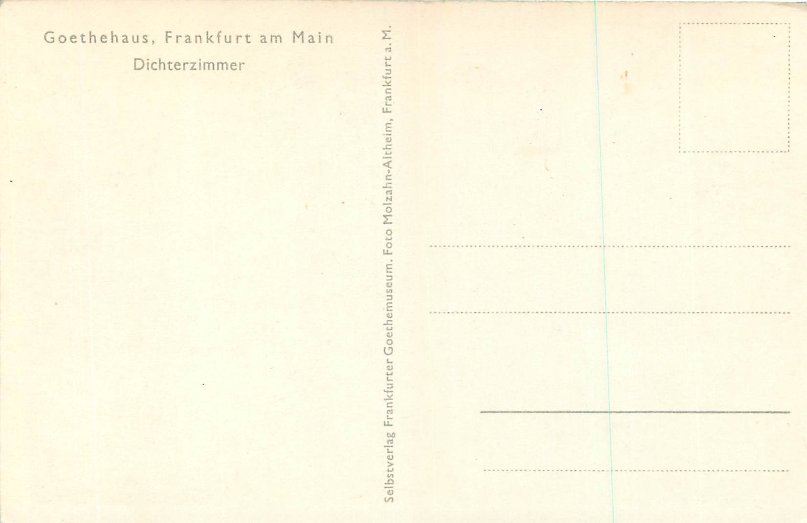 CPA Goethehaus Frankfurt am Main Dichterzimmer Bibliotheque — Rückseite
