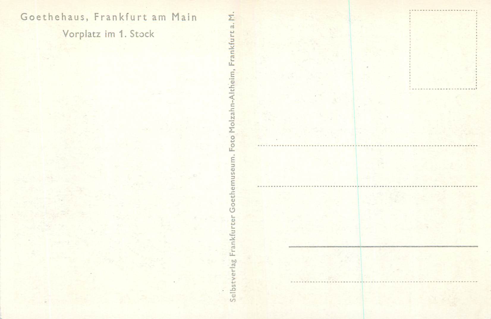 CPA Goethehaus Frankfurt am Main Vorplatz im 1 Stock — Rückseite