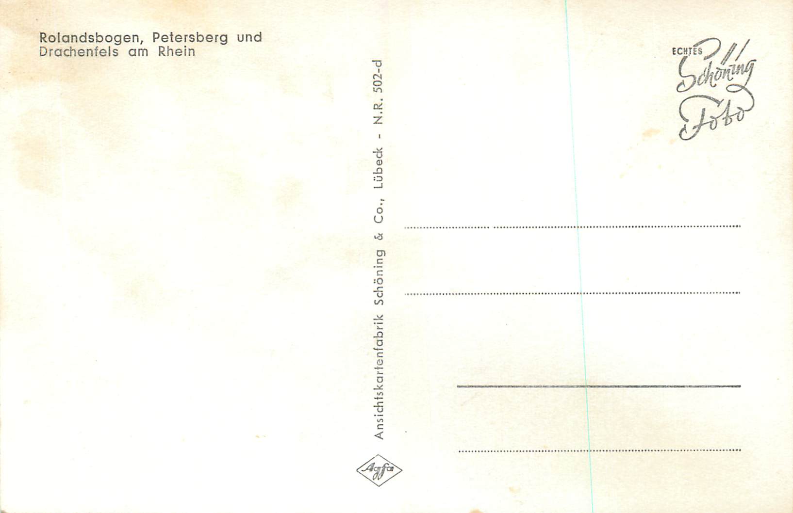 CPM Rolandsbogen Petersberg und Drachenfels am Rhein — Rückseite