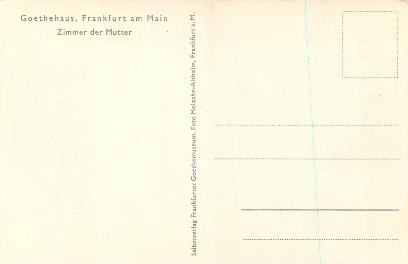 CPA Goethehaus Frankfurt am Main Zimmer der Mutter — Rückseite