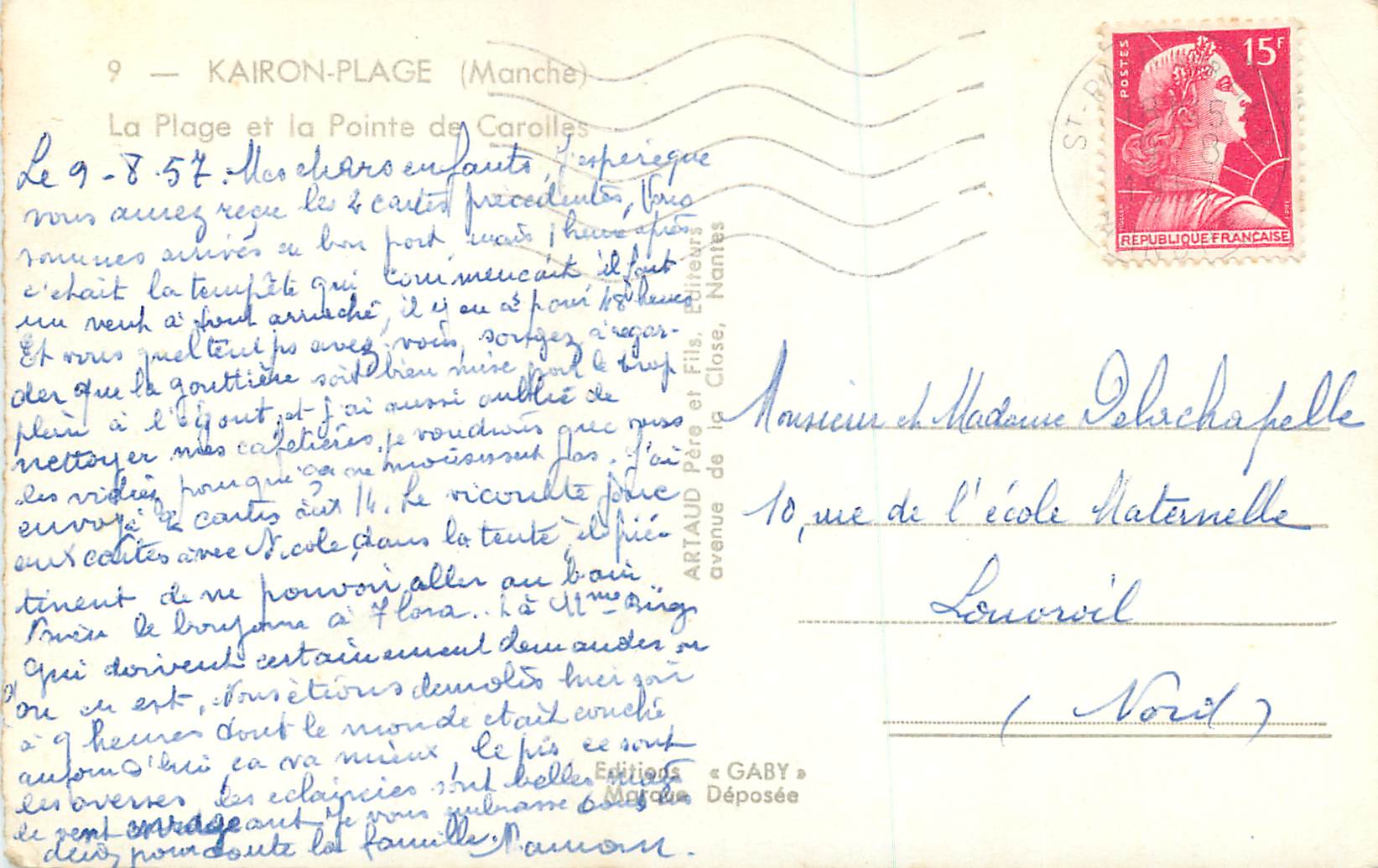 Strand von Kairon (Manche) — Pointe de Carolles — Edition Gaby — Rückseite