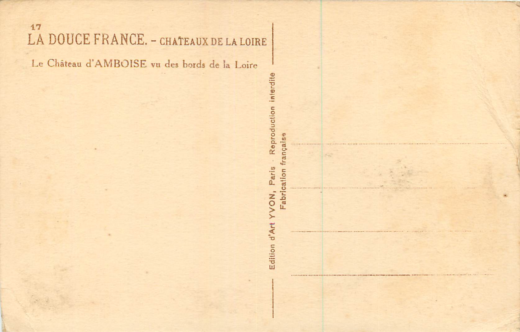 Château d'Amboise — vue des bords de la Loire — Édition d'Art YVON, Paris — Reverso