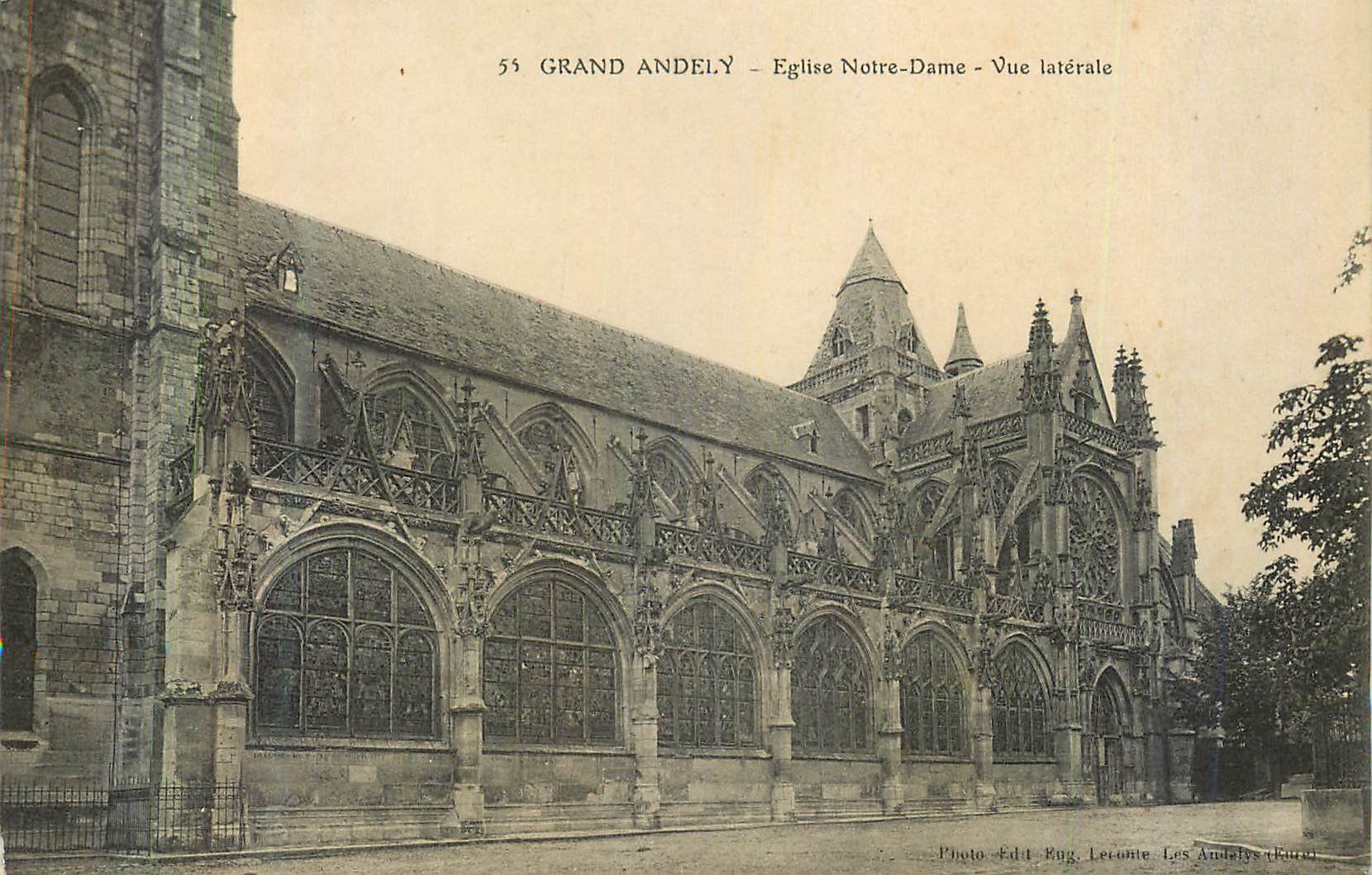 Grand Andely — Église Notre-Dame — Vue latérale — Photo-Edit. Rug. Leronte, Les Andelys (Eure)