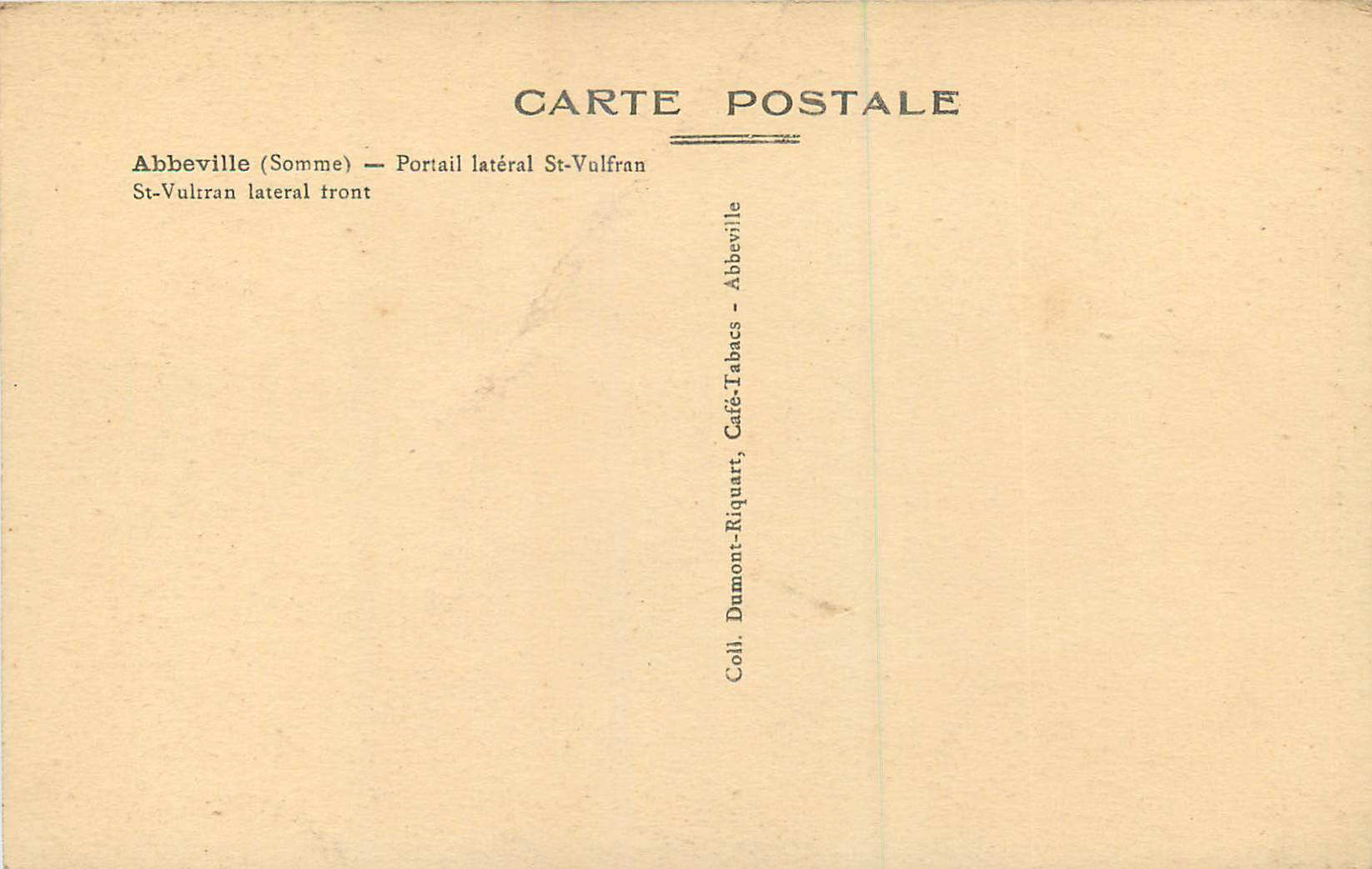 CPA Abbeville (Somme) Portail Lateral St Vulfran — Rückseite