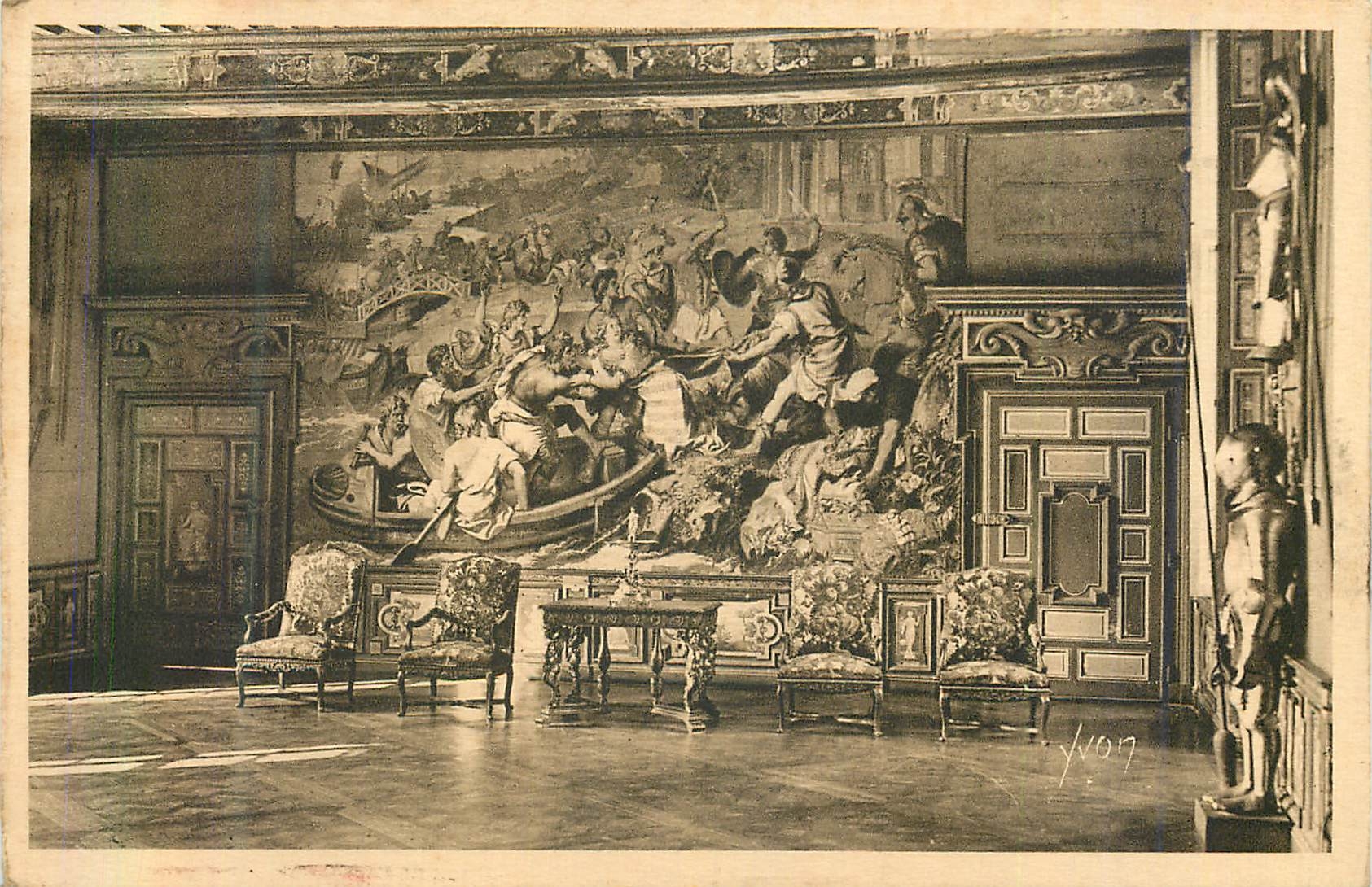 CPA Chateau de Cheverny Tapisseries des Gobelins (Enlevement de la Belle Helene) la Douce France Chateau de la Loire