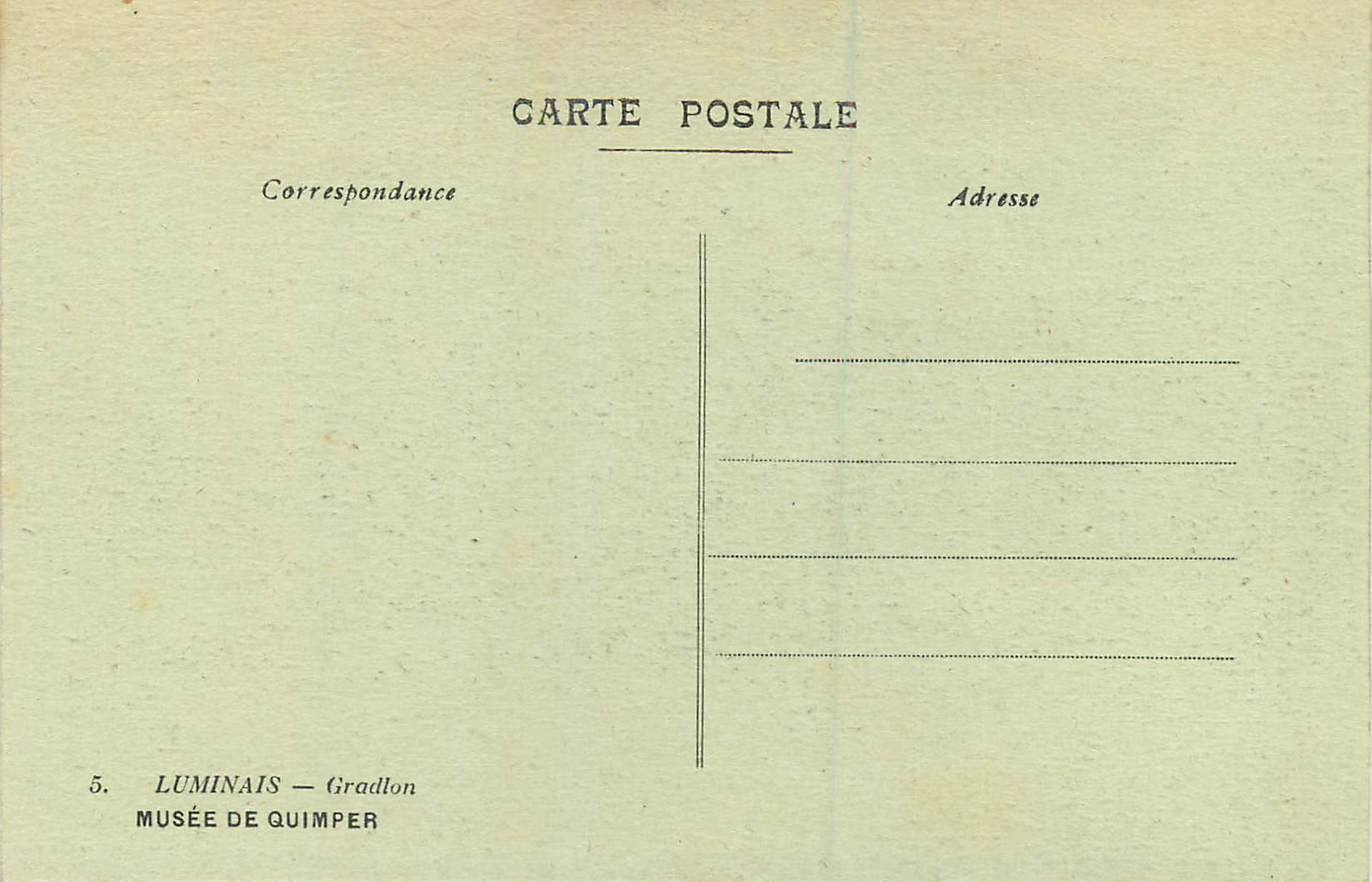 CPA Musee de Quimper Luminais Gradlon  — Verso