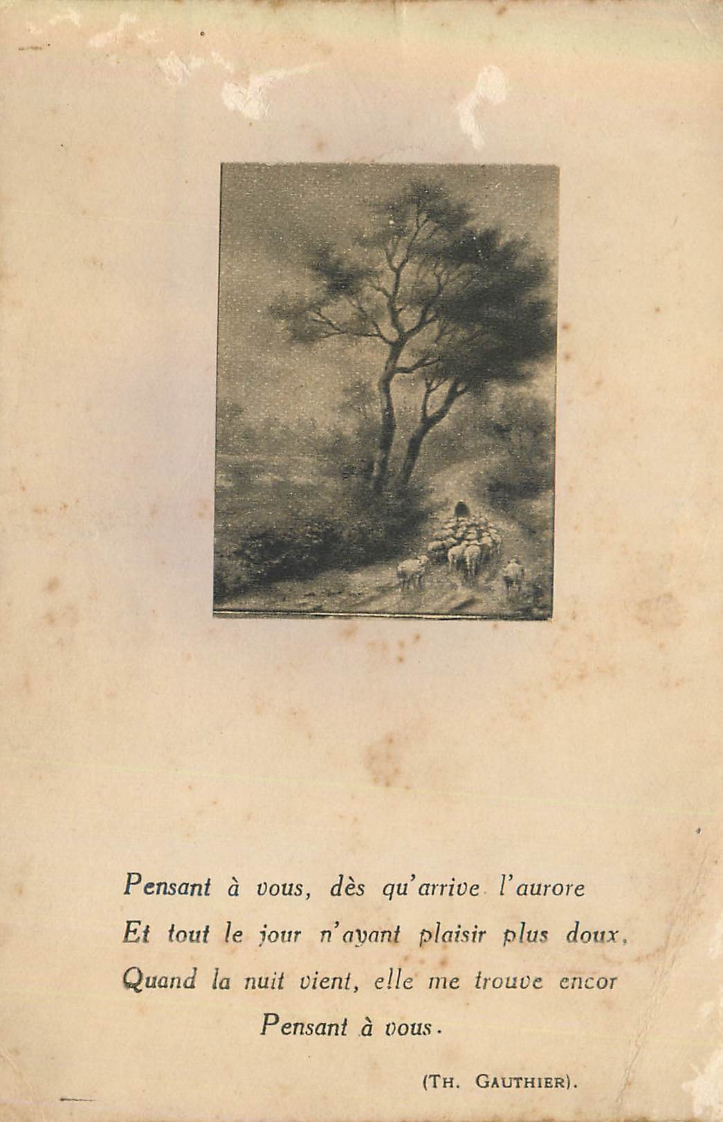 CPA Pensant a Vous des qu'Arrive l'Aurore et Tout le Jour n'Ayant Plaisr plus doux (Th Gauthier)