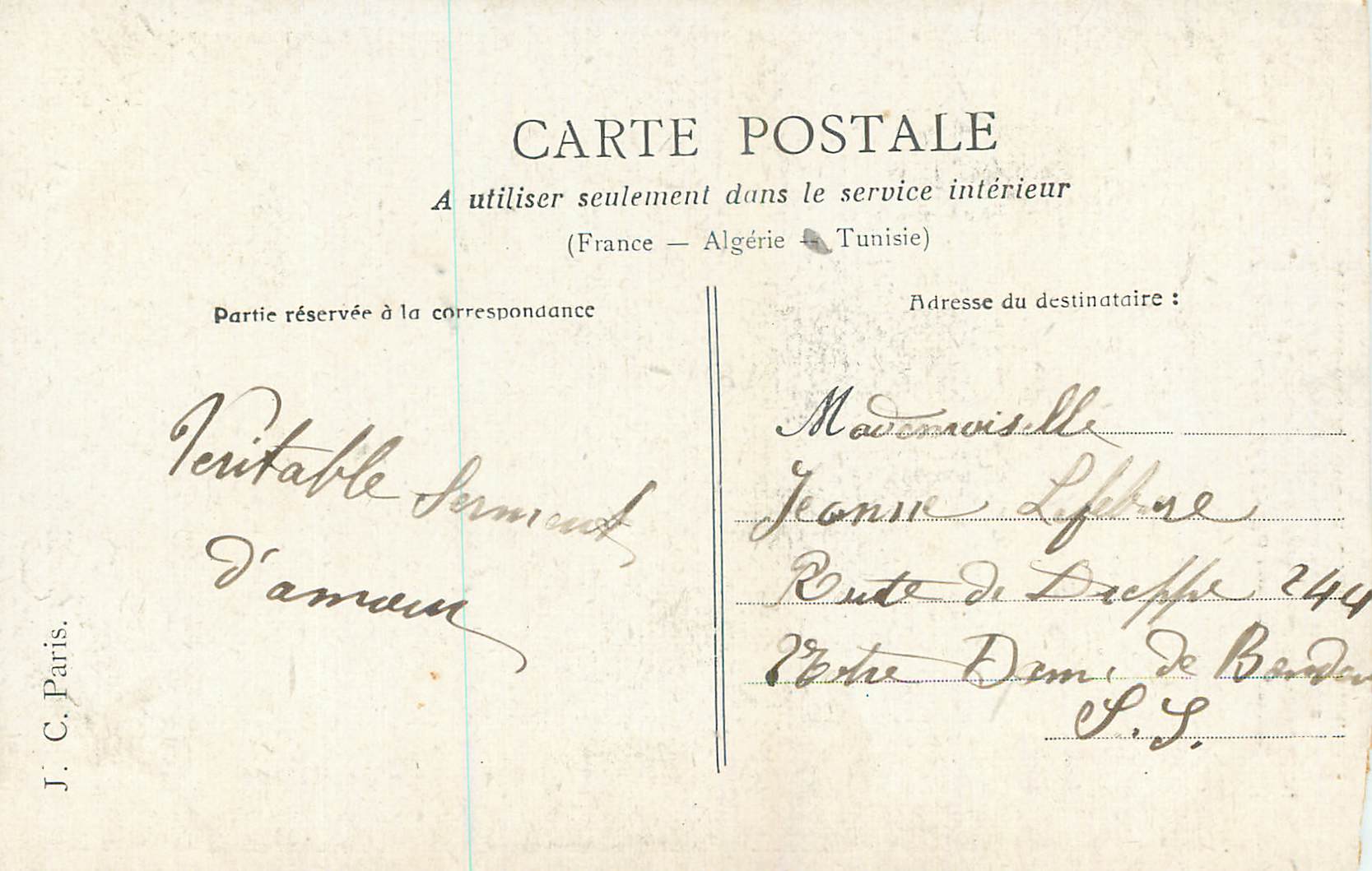 CPA Retour du Soldat de pres comme de Loin j'ai Tenu ma Promesse  Militaria — Rückseite