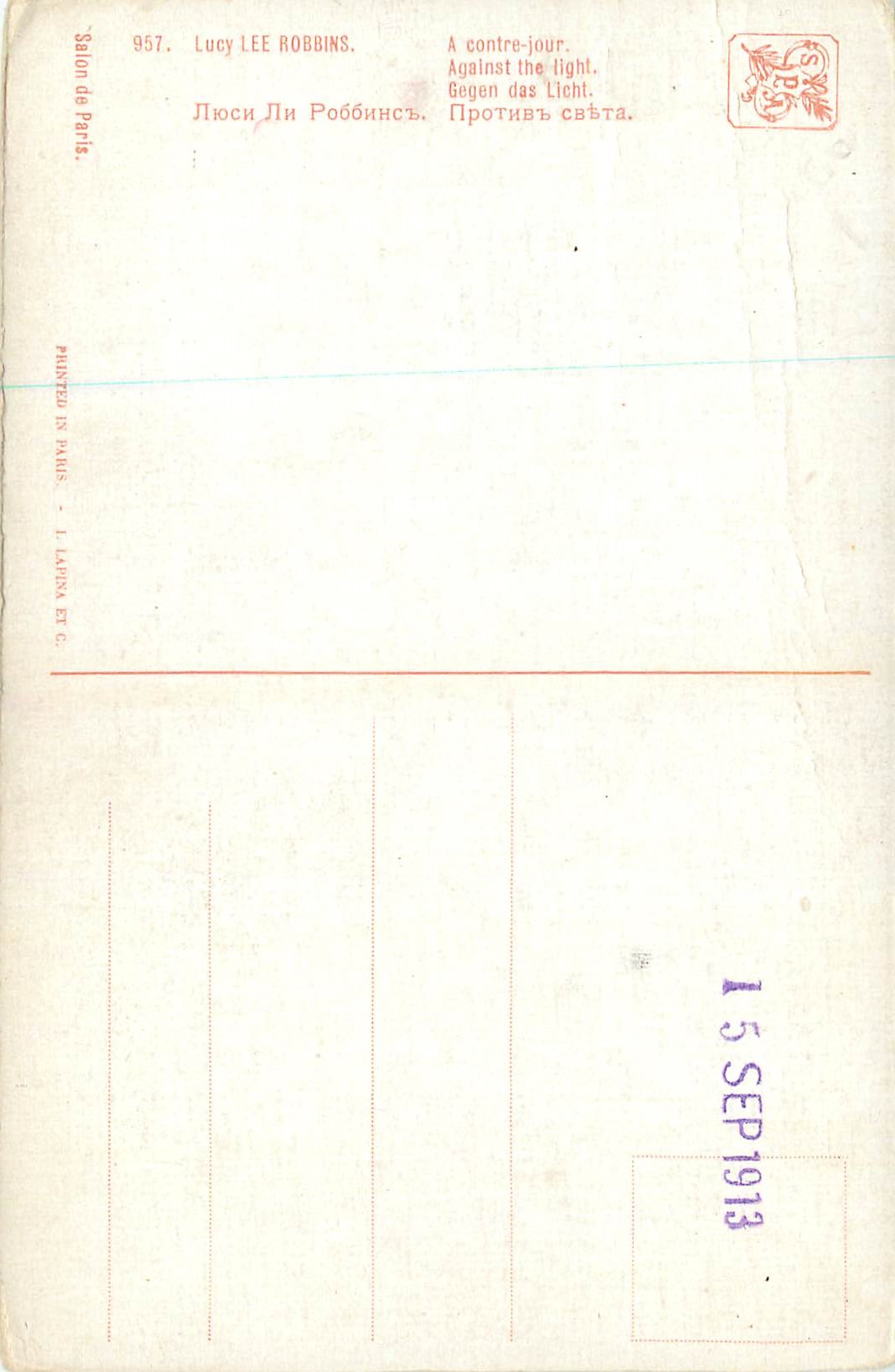 Lucy Lee Robbins — A contre-jour — Salon de Paris, n° 957 — Reverso