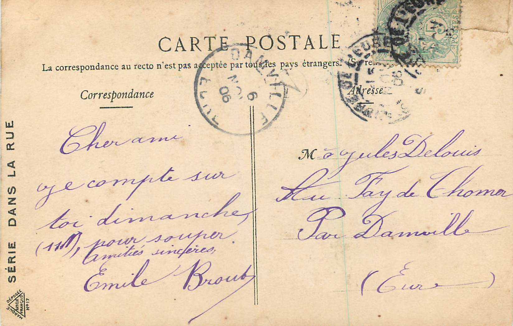CPA Allumeur et Allumeuse Moi j'Allume mais c'est le Miche qui Eclaire — Rückseite