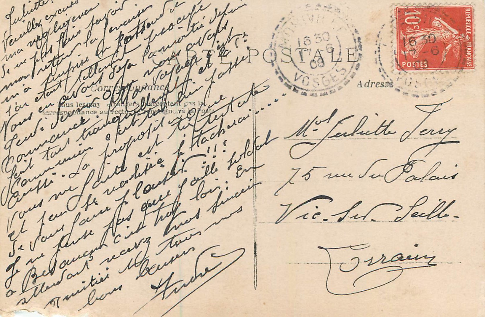 CPA J'ai Decouvert a ma Jolie que Depuis le Dernier Ete mon Coeur qui t'Aime a la Folie — Back