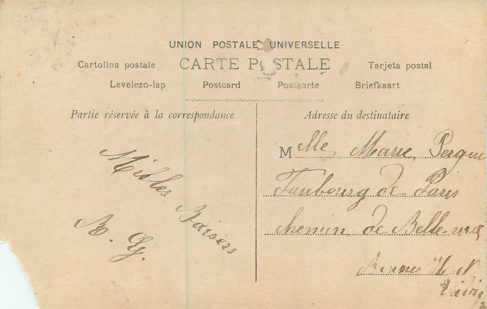 CPA Bonne Annee — Rückseite