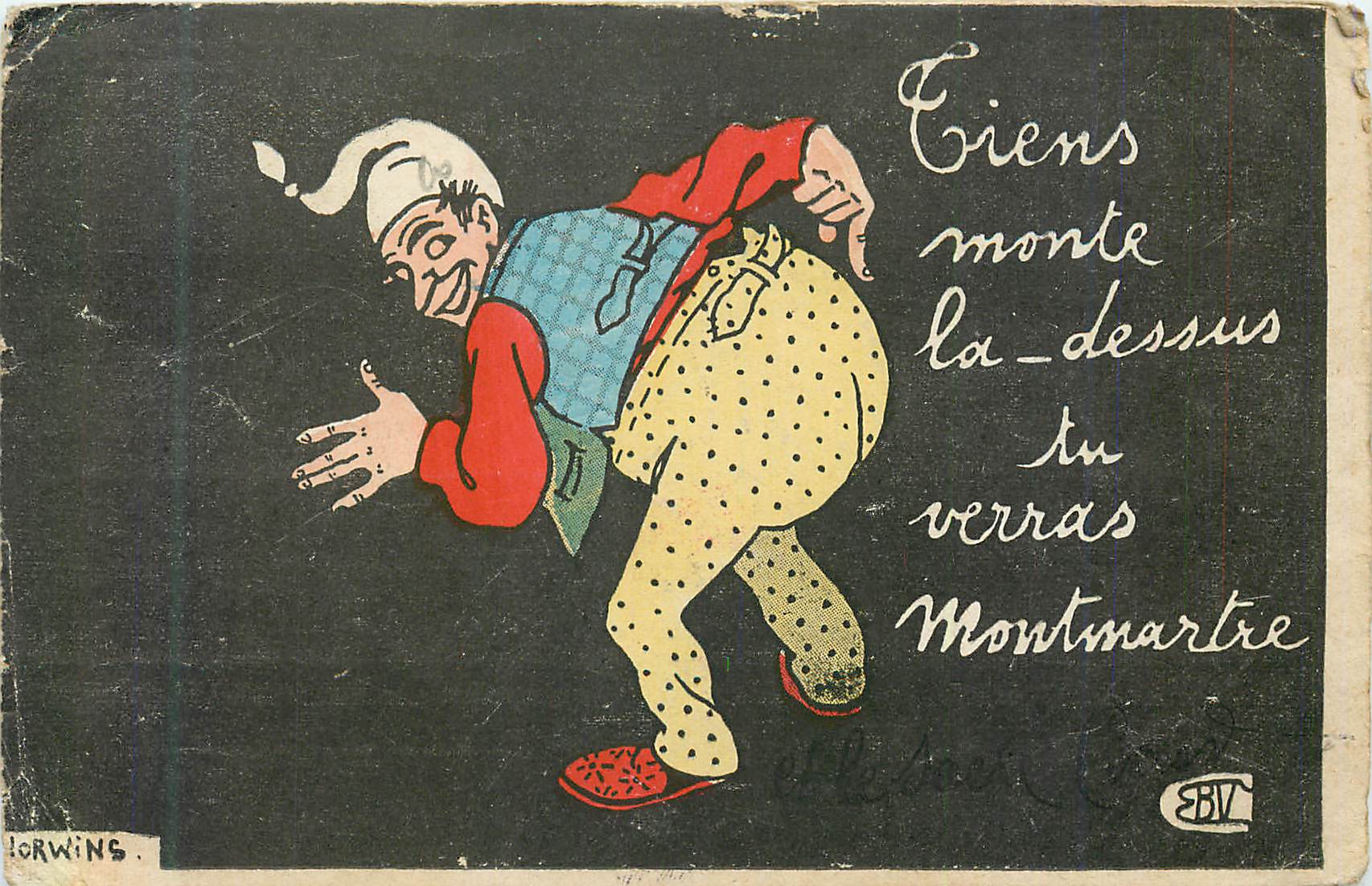 CPA Tiens Monte la Dessus tu Verras Montmartre Illustrateur Norwins