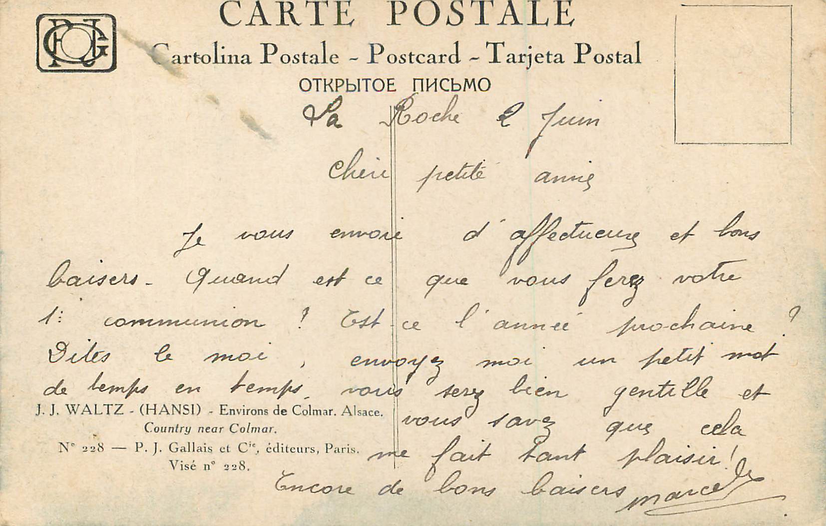 CPA Waltz (Hansi) Environs de Colmar Alsace Illustrateur — Rückseite