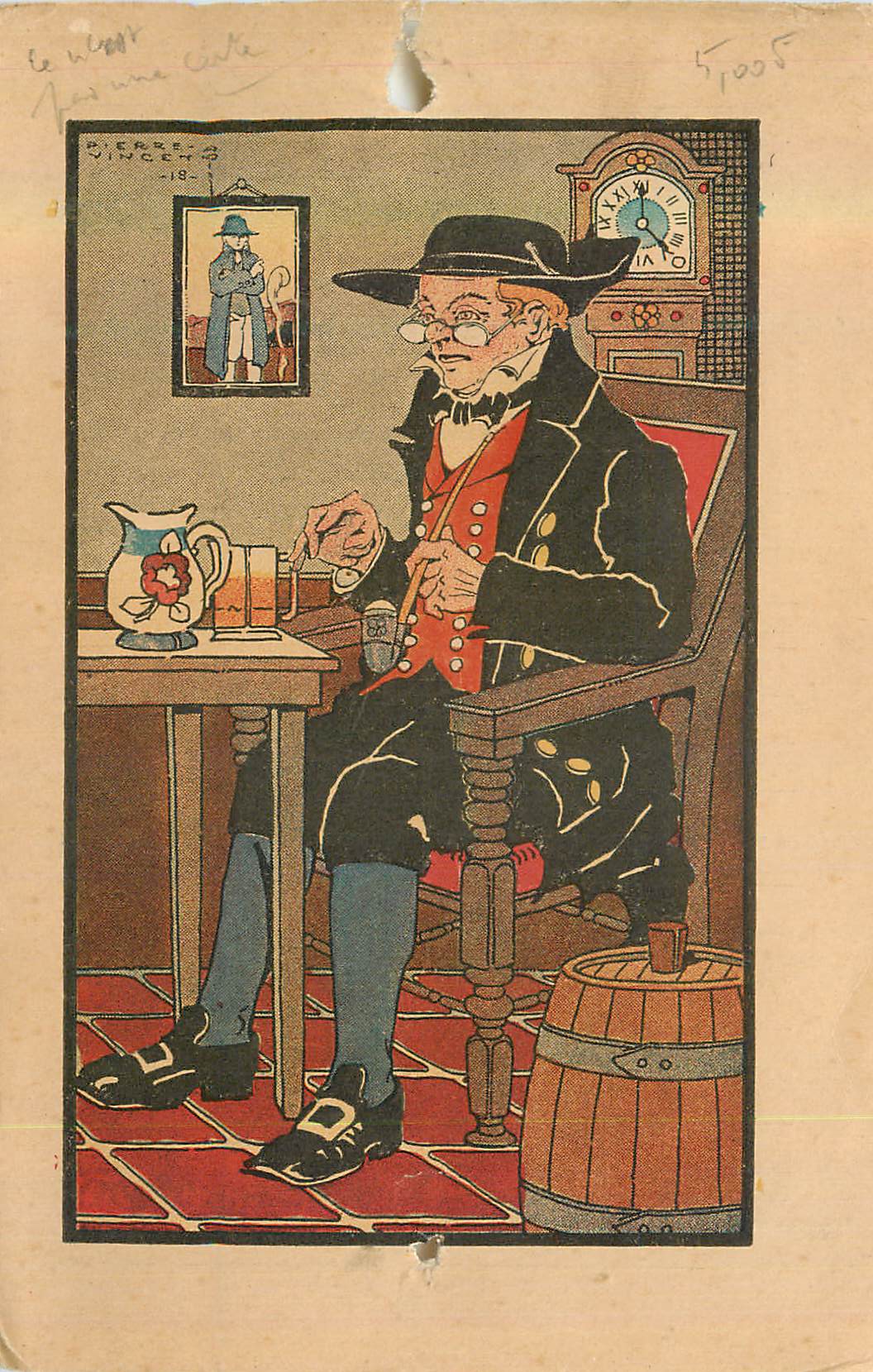 Soldat alsacien buvant de la bière — Pierre-Vincet — n°1005