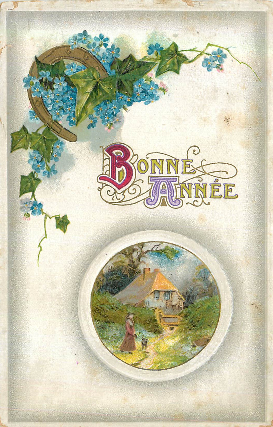 CPA Bonne Annee Fer a cheval