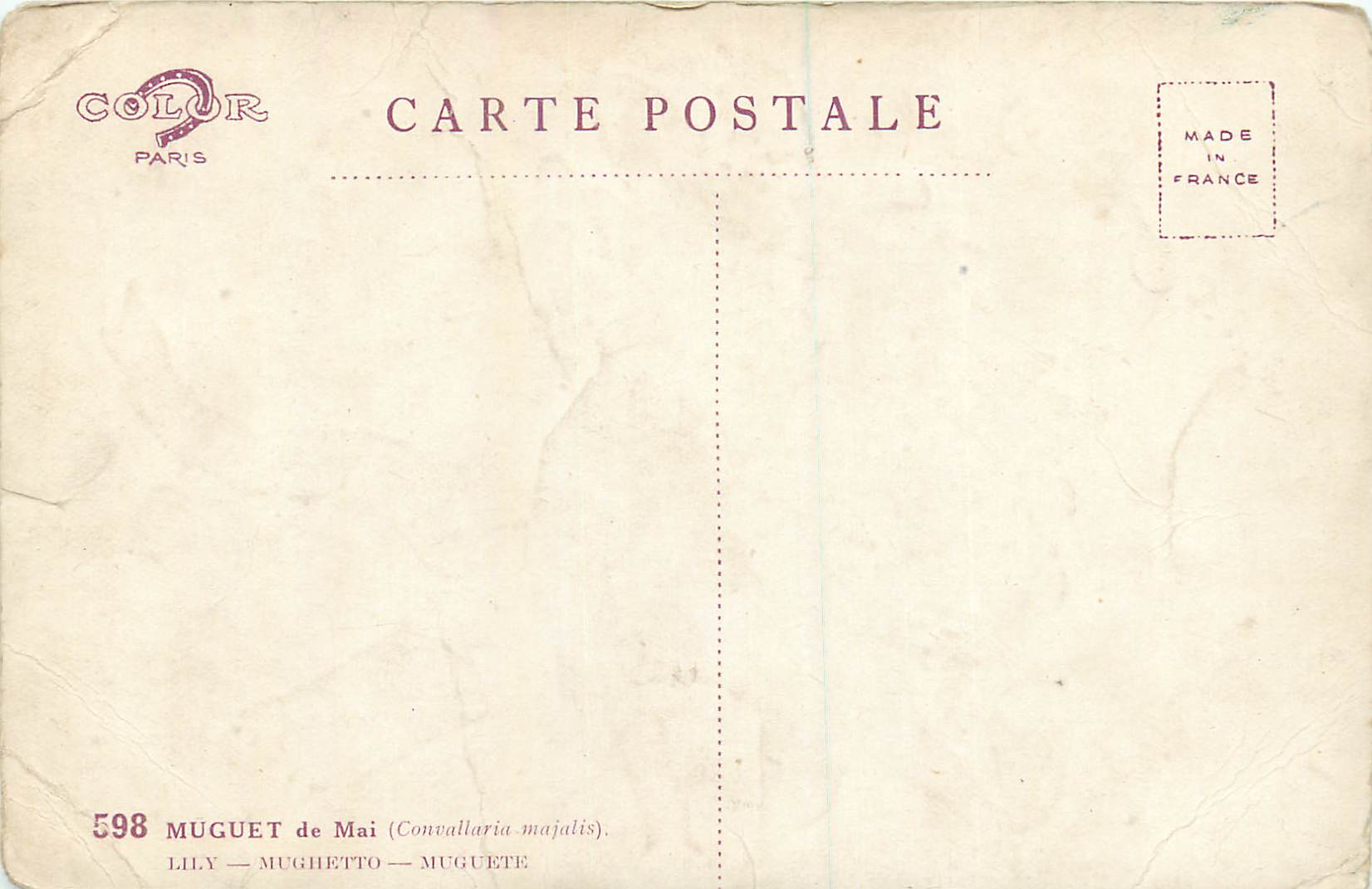 CPA Porte Bonheur Muguet de Mai Fleurs — Rückseite