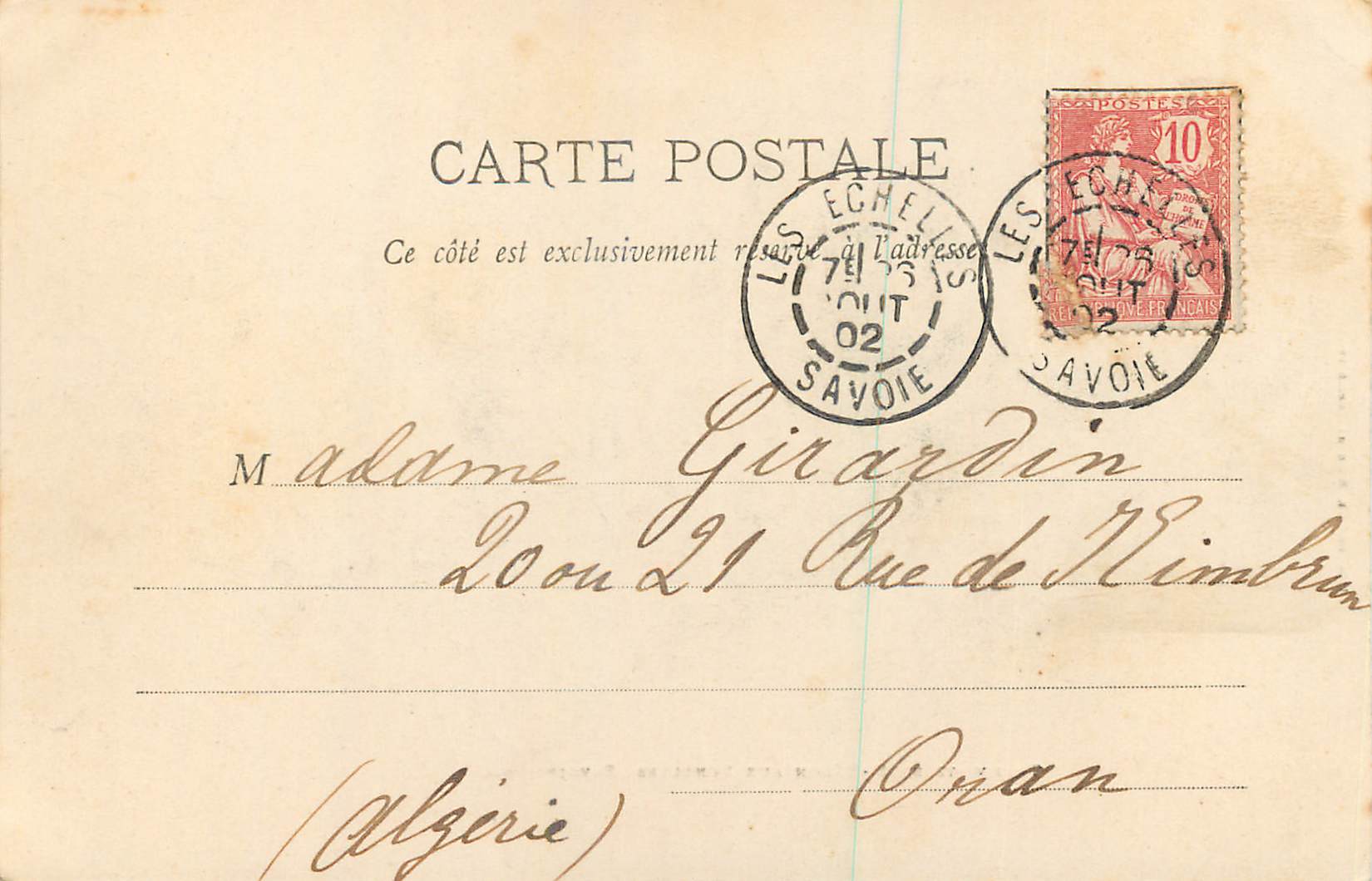 CPA Echelles (Savoie) Tramways de St Beron (carte 1900) — Rückseite