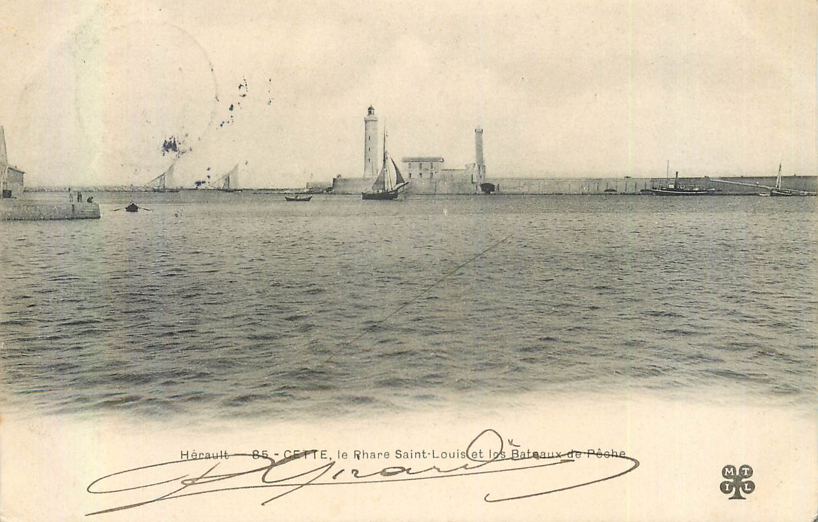 CPA Herault le Phare Saint Louis et les Bateaux de Peche (carte 1900)