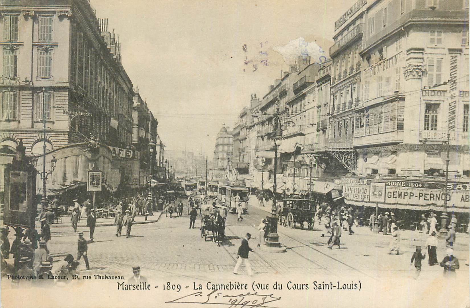 CPA Marseille la Cannebiere (Vue du Cours Saint Louis)