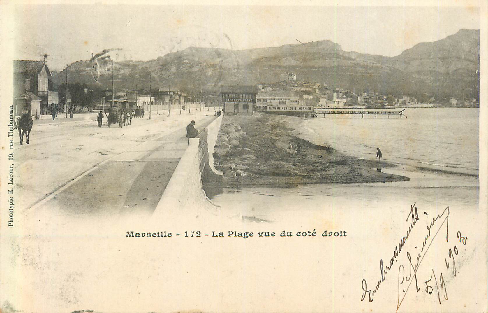 CPA Marseille la Plage vue du Cote Droit (carte 1900)