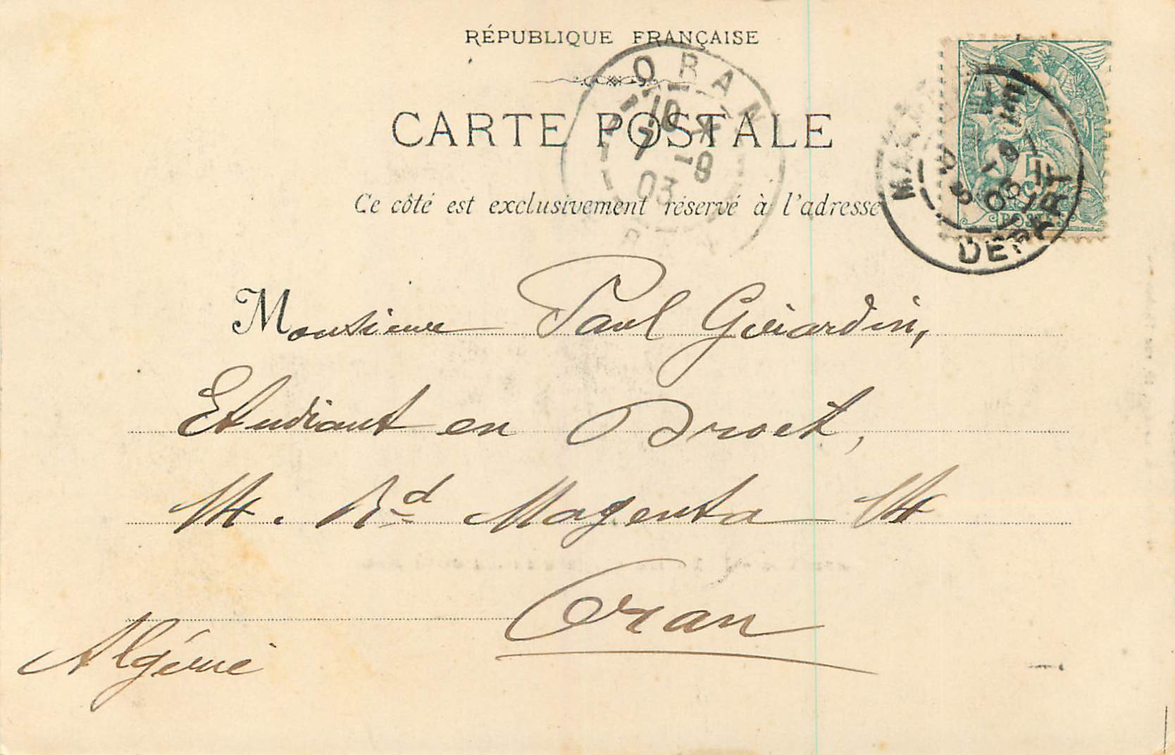 CPA Marseille la Plage vue du Cote Droit (carte 1900) — Rückseite