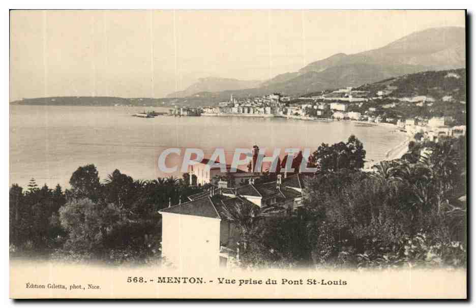 Menton - Vue prise du Pont st Louis - CPA 