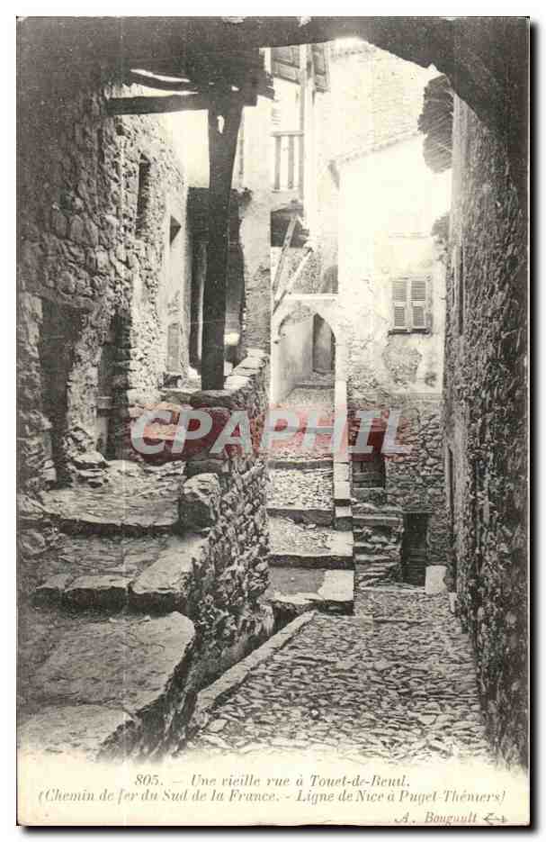 Ligne a Nice a Puget Themers - Une Vieille rue a Tiuet de reuil - chemin de fer - CPA 